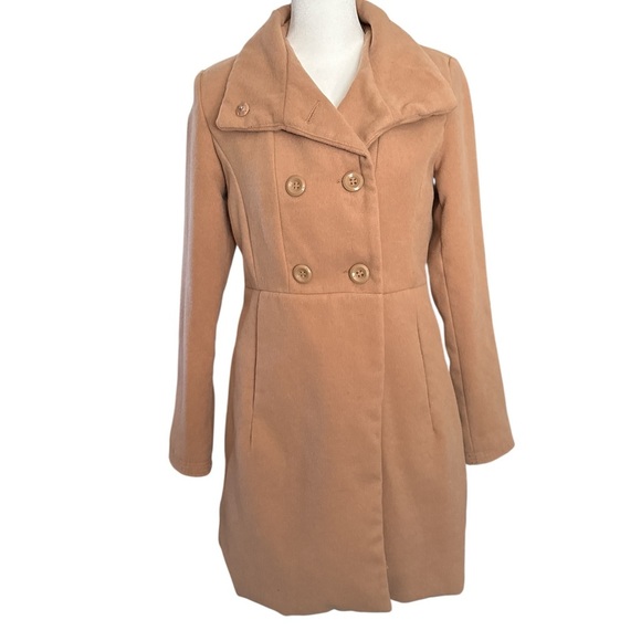 Forever 21 Women's Tan Double-Breasted Trench Coat - Picture 1 of 8